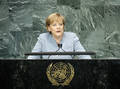 Bundeskanzlerin Angela Merkel spricht auf dem Weltarmutsgipfel. Quelle: UN Photo/Aliza Eliazarov